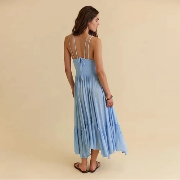 Free People Fun In The Sun Maxi Dress Lightweight Asymetrical Hem - Picture 2 of 8